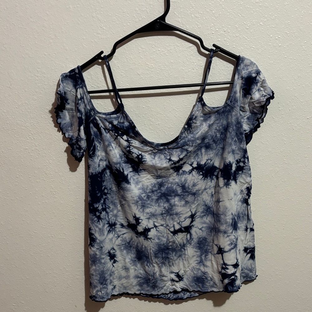 American Eagle Outfitters Navy Tie-Dye Blouse